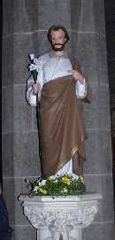 Statue of St Joseph, holding a white lily
