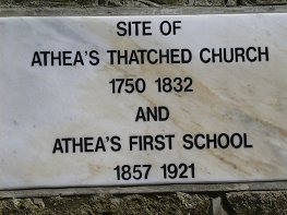 Plaque commemorating Athea's thatched church