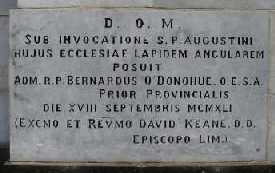 Foundation stone in Augustinians Church