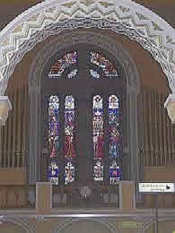 Stained glass windows at back of Augustinians church