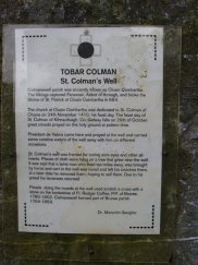 Plaque at St Colman's Well