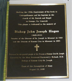 Plaque to Bishop John Joseph Hogan
