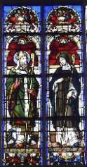 Stained Glass Window of St Patrick and St Brigid