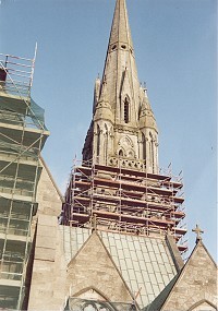 Spire under construction