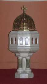 Baptismal font in St Joseph's church