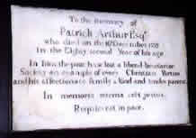 Plaque to Patrick Arthur