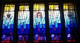 Stained glass windows in St Munchin's College church