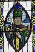 Stained glass window of St Patrick
